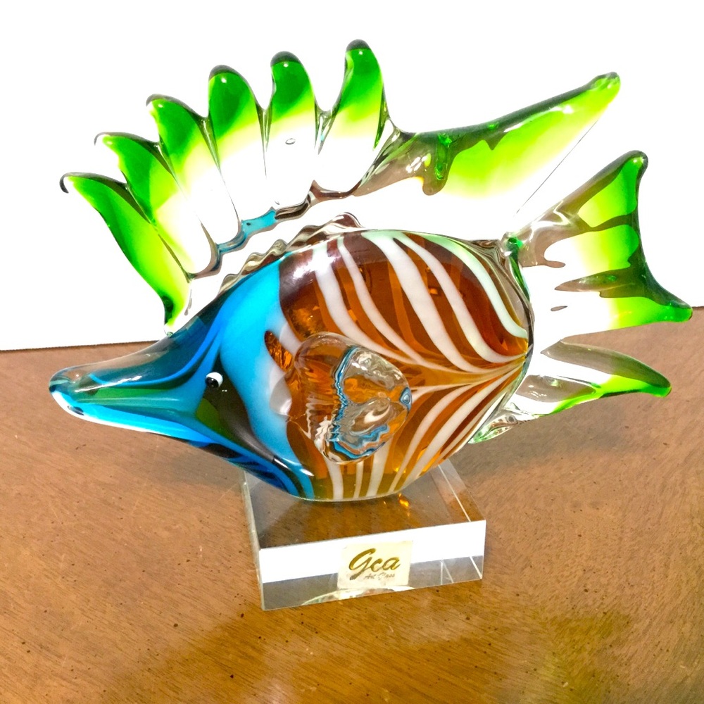 Vintage GCA Art Glass Multi Color Fish Sculpture